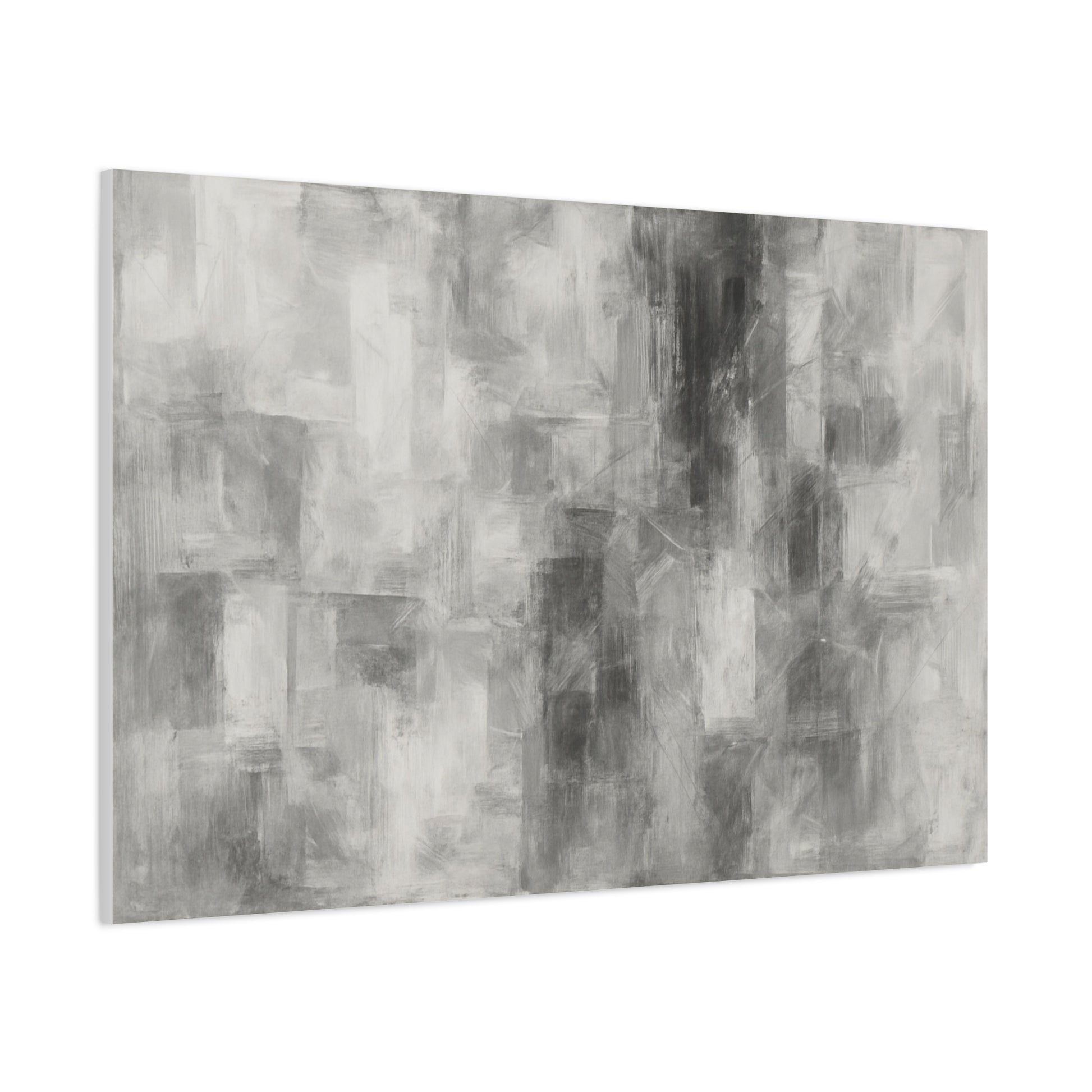 Abstract grey brushstroke canvas wall art by Printify, neutral modern matte stretched canvas for contemporary decor.