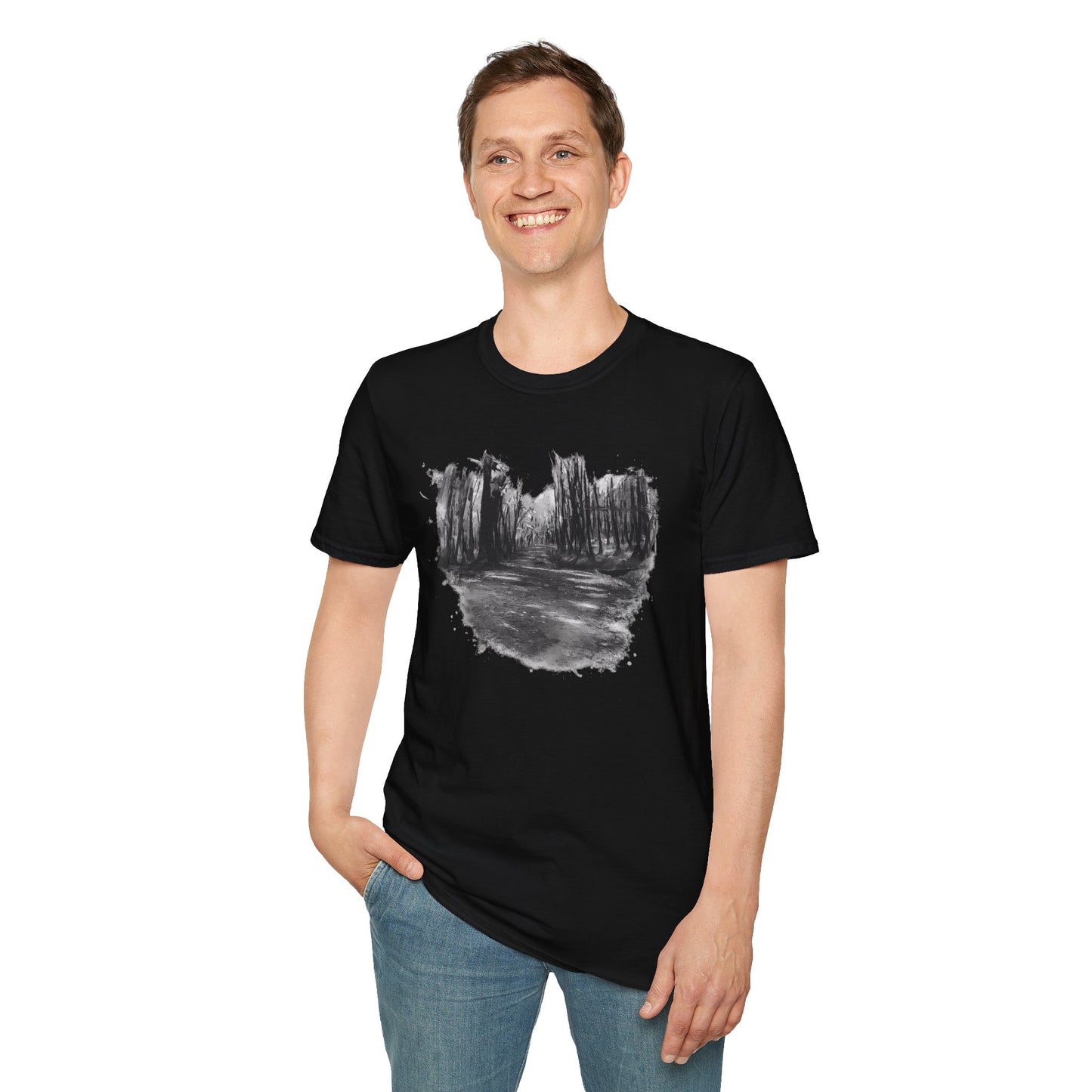 Minimalist Nature-Inspired Unisex Softstyle T-Shirt, Casual Wear, Everyday Style, Gift for Nature Lovers, Eco-Friendly Fashion