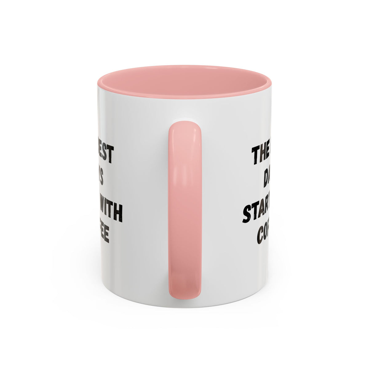 Ceramic coffee mug with "The Best Days Start With Coffee" quote, 11oz size, white with black lettering, by Printify.