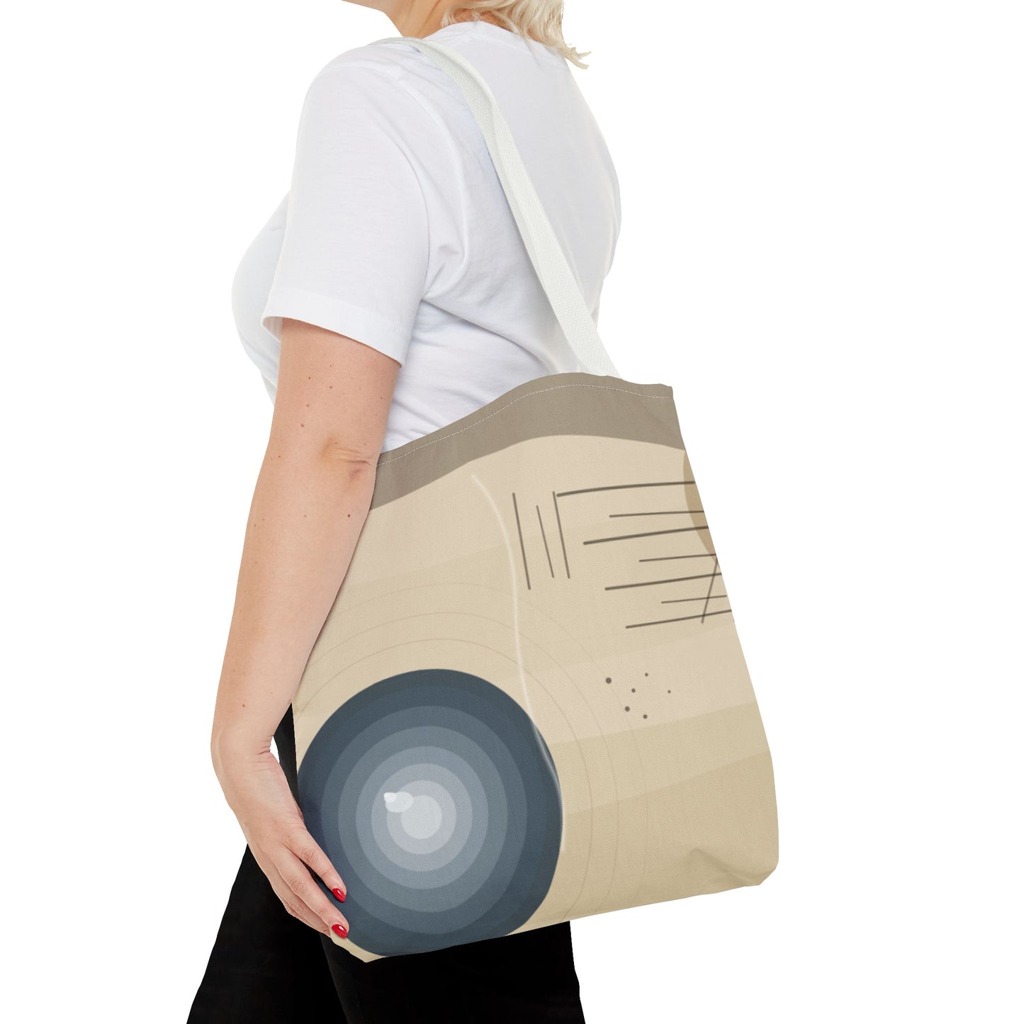 Abstract Neutral Waves Tote Bag | Geometric Circle Pattern