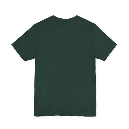 Romania flag T-shirt by Printify featuring a minimal waving tricolor design on a casual T-shirt front view.
