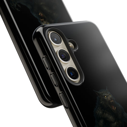 Dark monster graphic werewolf phone case by Printify featuring a tough protective design for smartphones.