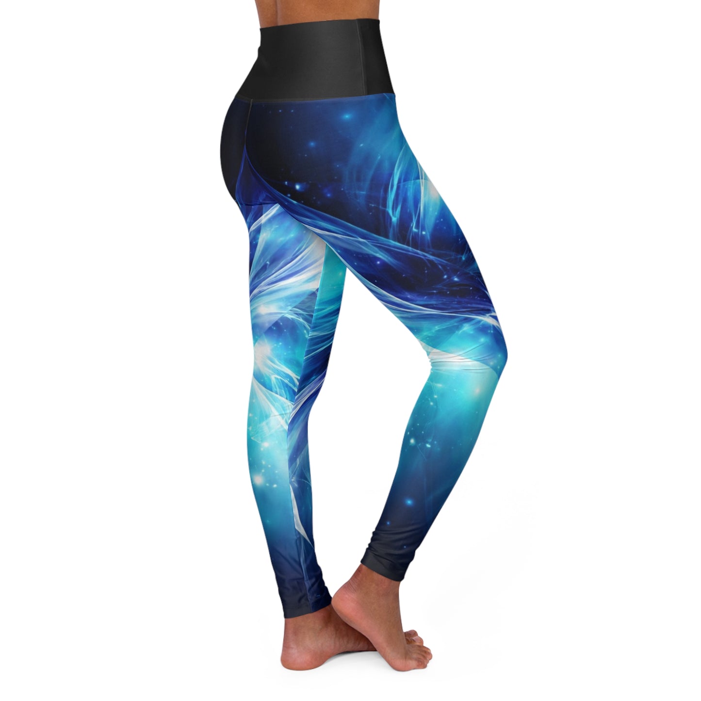 Blue Galaxy Swirl High Waisted Yoga Leggings | Cosmic Nebula Print