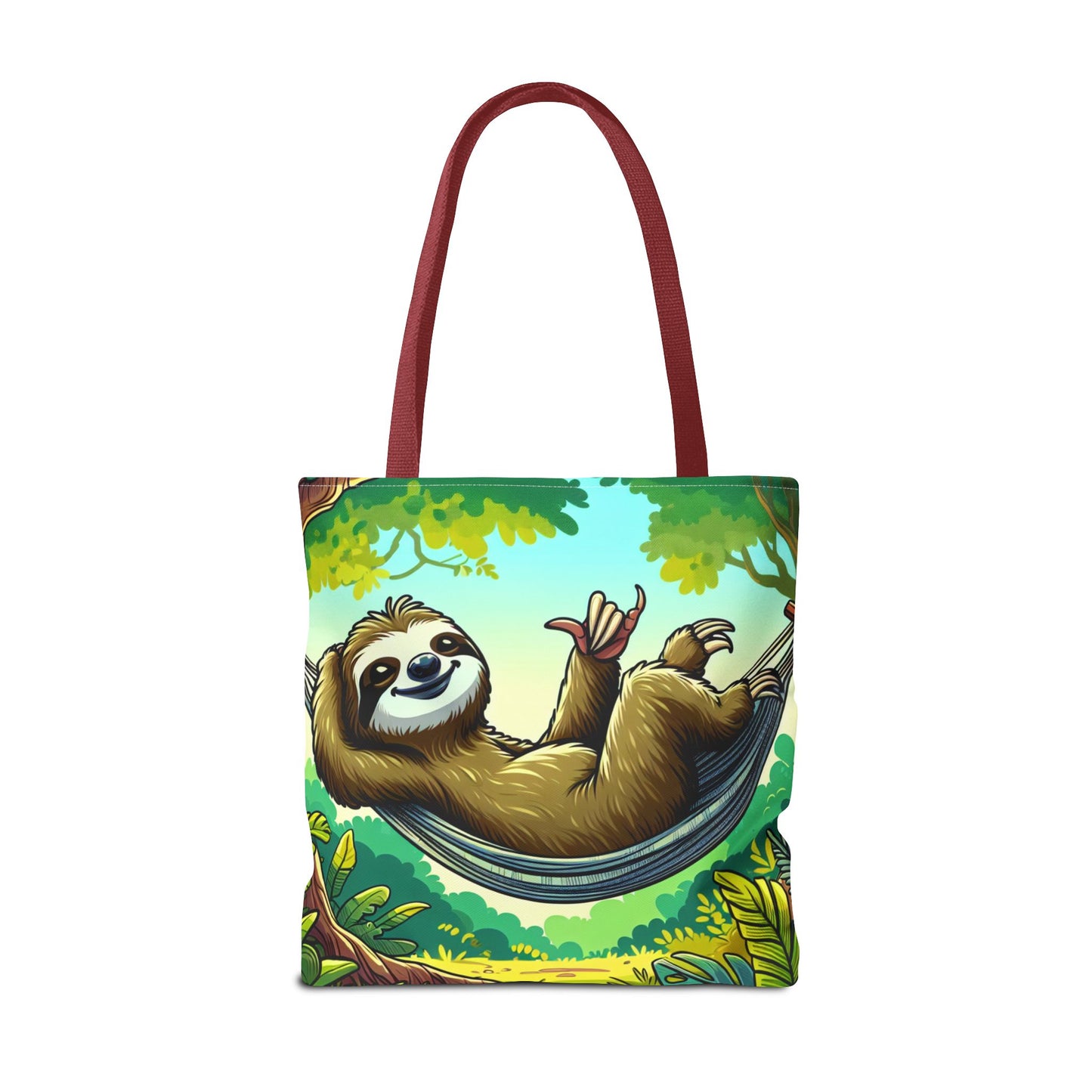 Eco-friendly sloth tote bag featuring a cute sloth illustration, perfect for animal lovers and casual outings.