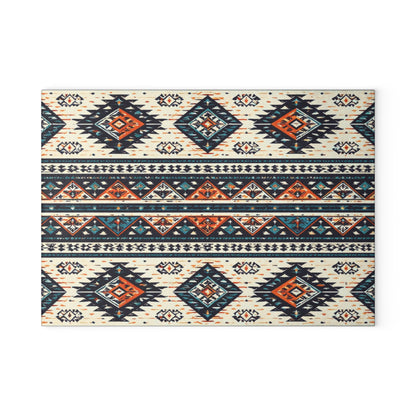 Southwestern Aztec Pattern Glass Cutting Board — Rustic Kitchen Decor