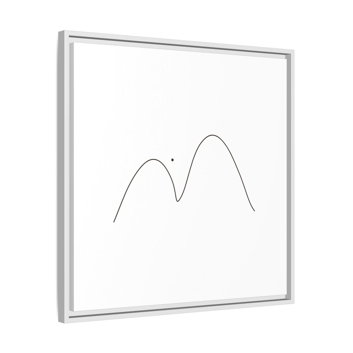 Minimalist mountain line art on framed matte canvas, modern wall art decor by Printify.