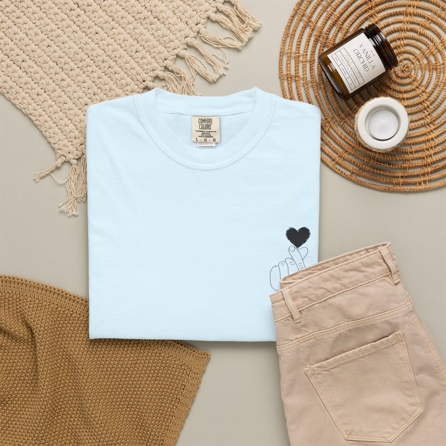 Unisex Garment-Dyed T-Shirt with Heart Design | Casual Trendy Wear for All Occasions