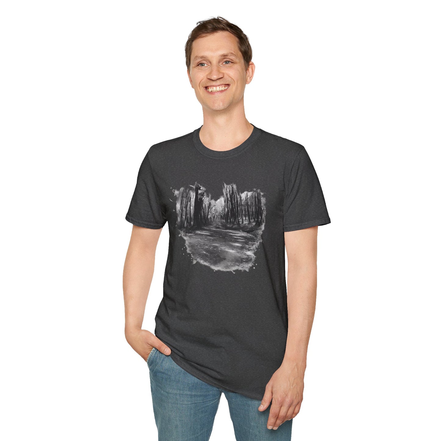 Minimalist Nature-Inspired Unisex Softstyle T-Shirt, Casual Wear, Everyday Style, Gift for Nature Lovers, Eco-Friendly Fashion