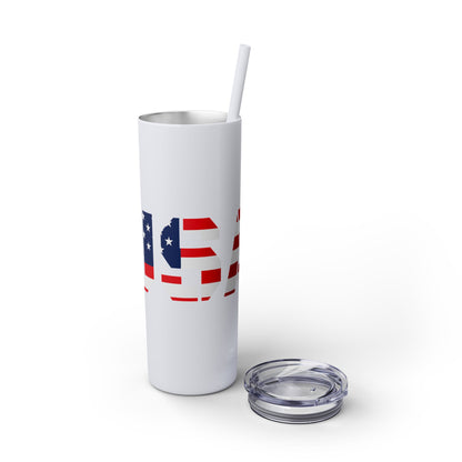 Skinny Tumbler — USA Flag 20oz Straw Tumbler (Patriotic Travel Cup)