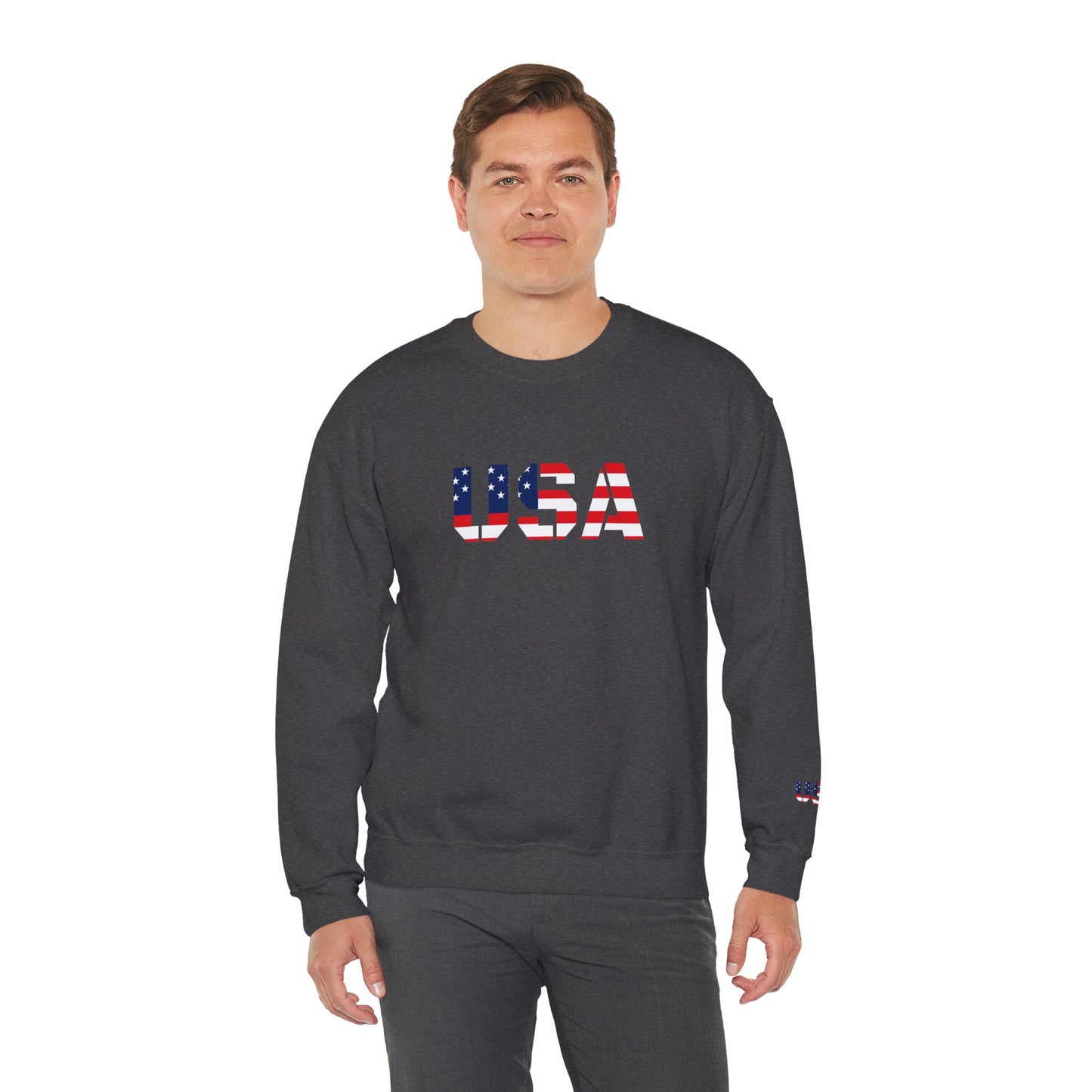 USA Flag Unisex Crewneck Sweatshirt, Cozy Apparel, Casual Wear, Independence Day Gift, Americana Style