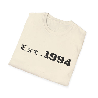 Vintage 1994 Est. graphic T-shirt by Printify featuring bold "Born 1994" design on soft cotton fabric.