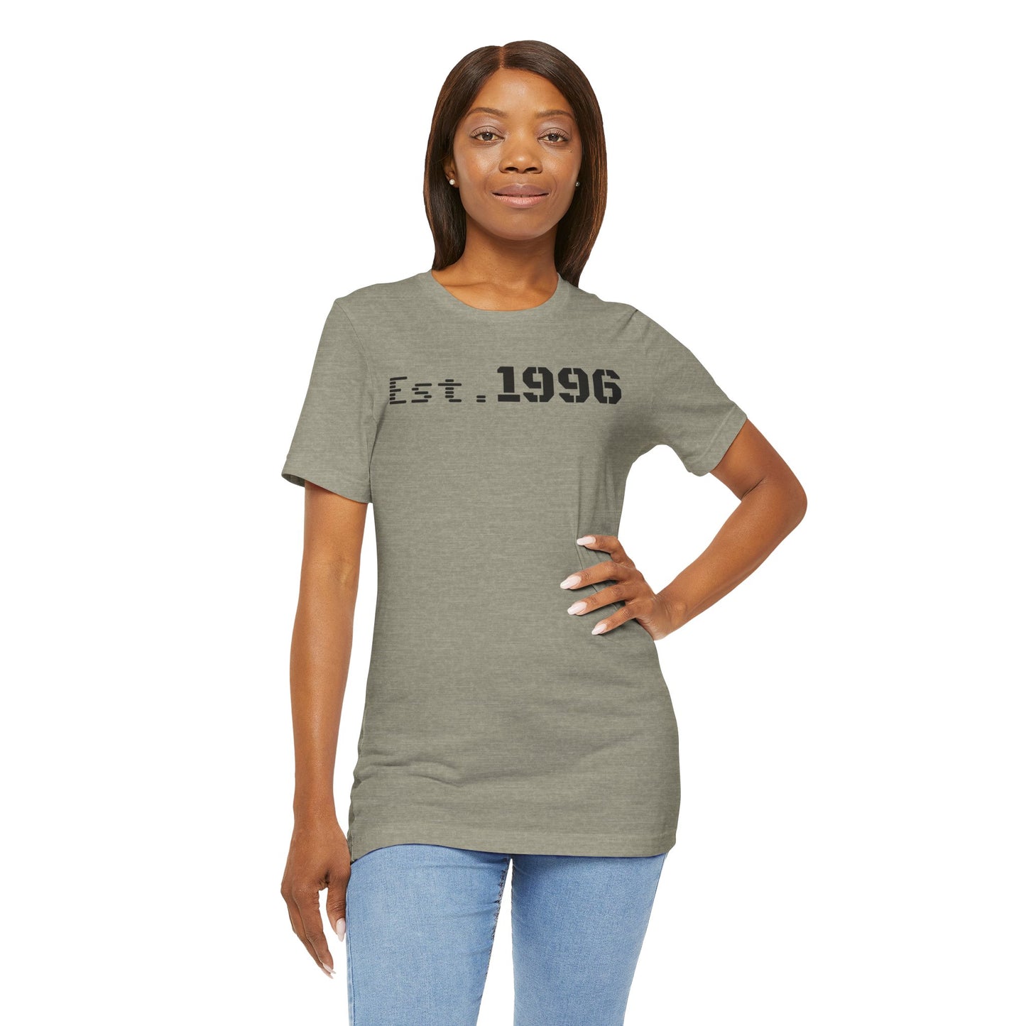 Unisex Jersey Tee - 'Est. 1996' Graphic Shirt, Birthday Gift, Casual Wear, Vintage Style, Retro Fashion, Gift for Him/Her - TRV