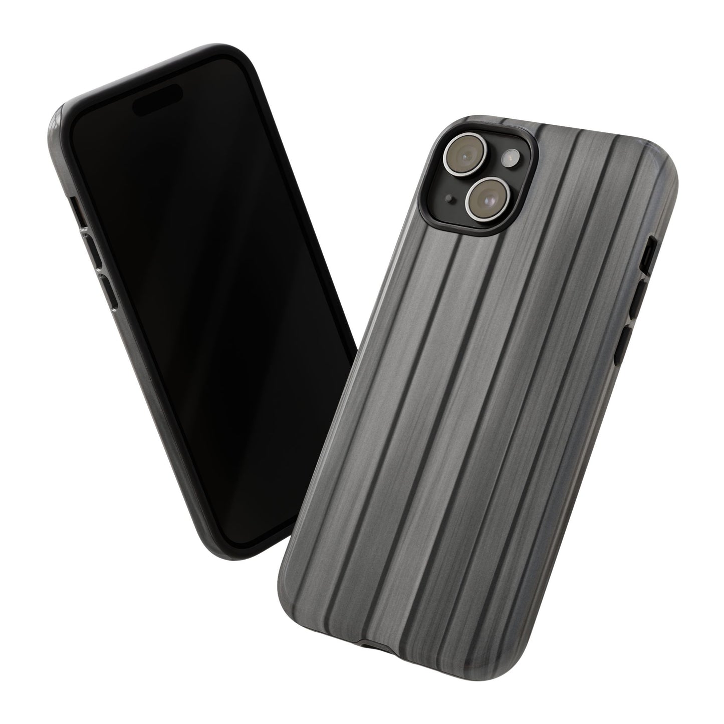 Ribbed metal texture phone case for iPhone, tough protective Printify cover with sleek design and durable metal-inspired finish.