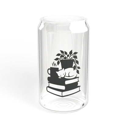 Glass Sipper Cup — Cozy Booklover Design (16oz)