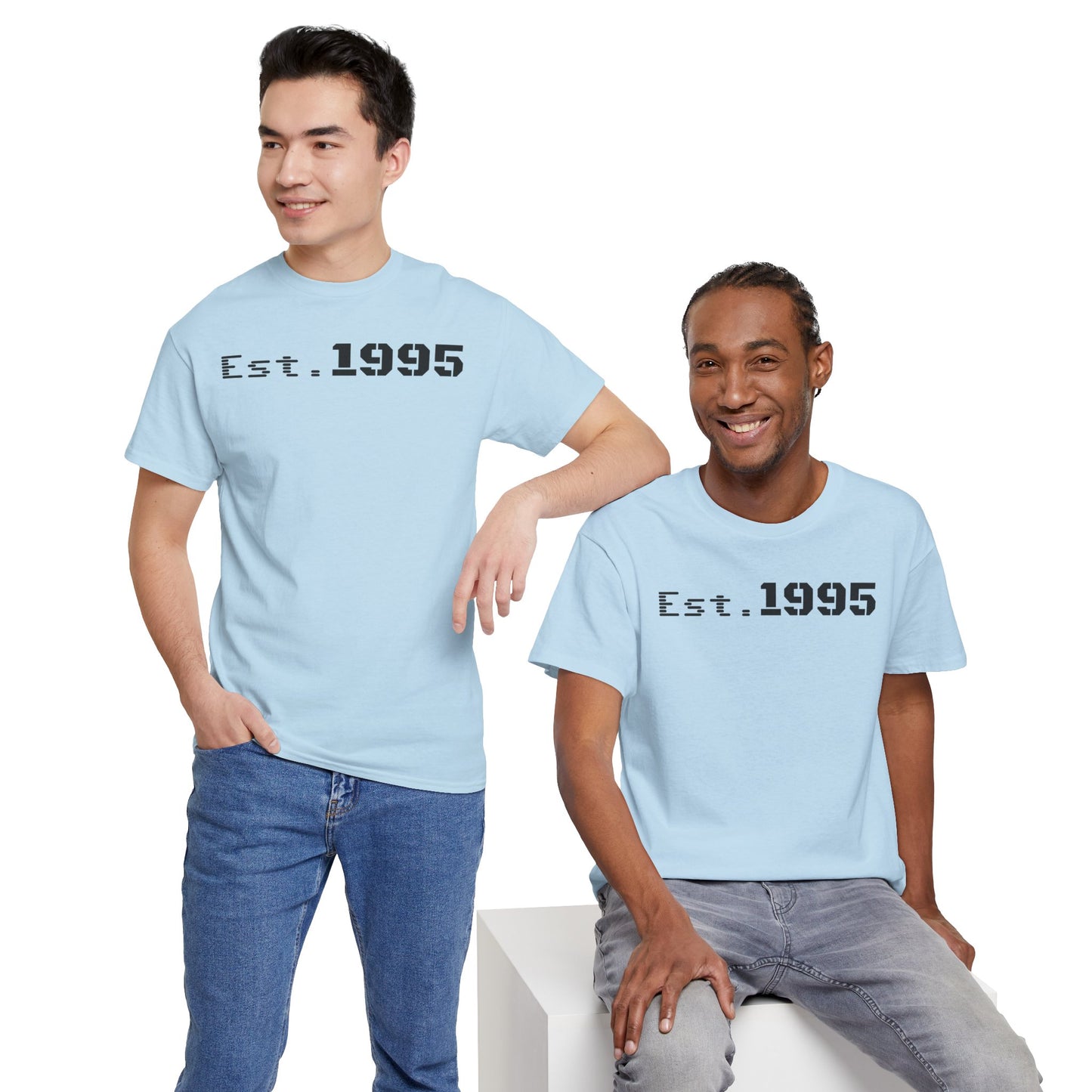 Unisex Heavy Cotton Tee - Est. 1995, Vintage Birthday Gift, Customizable Tee, Retro Unisex Shirt, Casual Everyday Wear