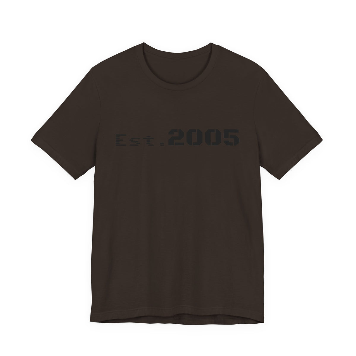 Minimalist Est. 2005 print T-shirt from Printify featuring a simple anniversary year design on a casual cotton tee.
