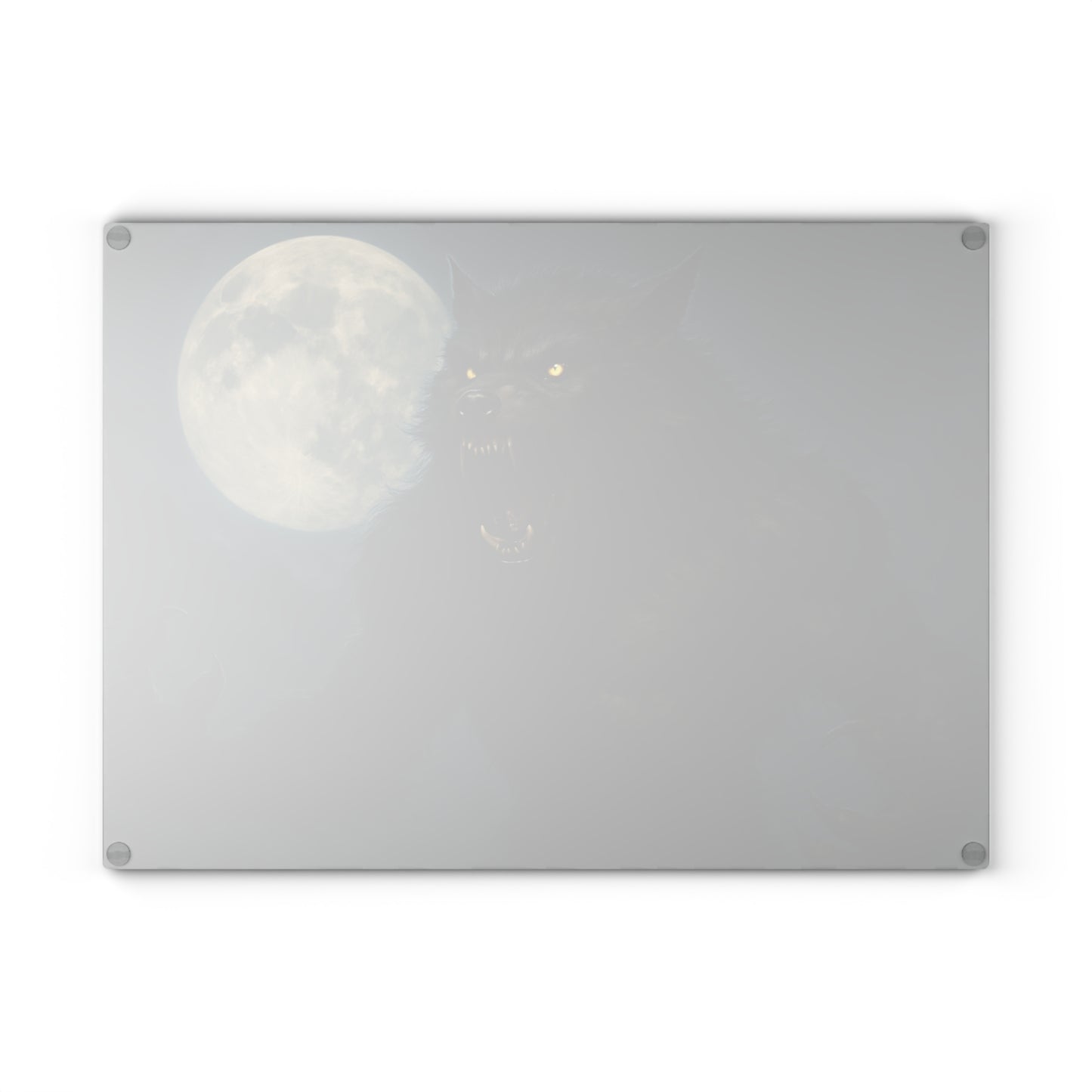 Glass Cutting Board — Howling Werewolf Moon Night Illustration