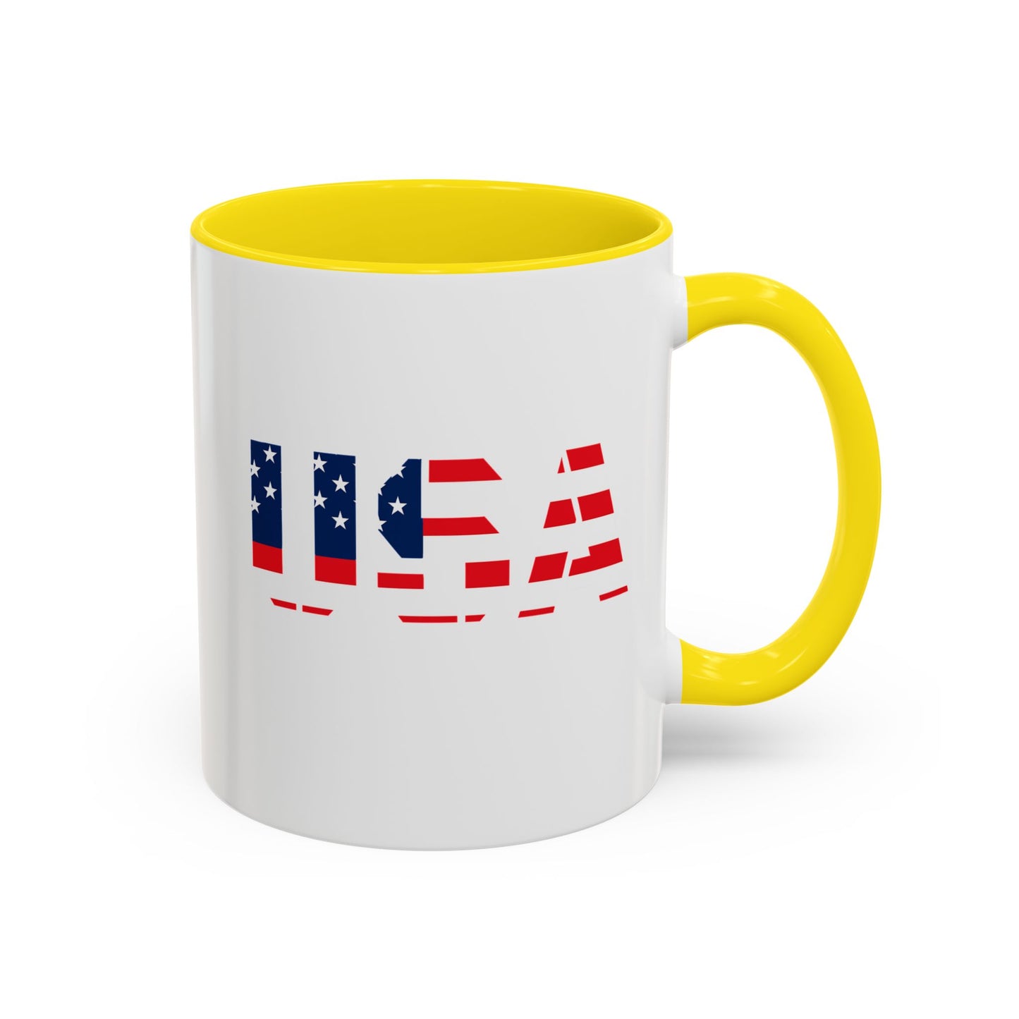 USA Flag Accent Coffee Mug — Patriotic 11/15oz Ceramic Coffee Cup