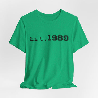 Vintage Est. 1989 Printify T-shirt featuring a bold graphic design celebrating the year of birth.