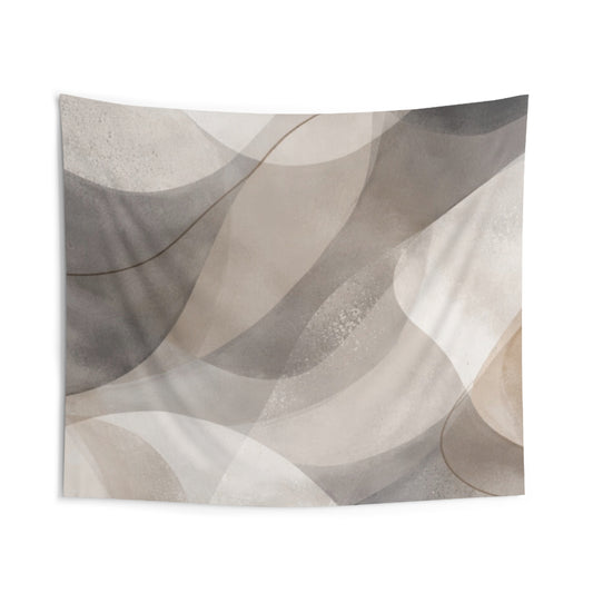 Abstract neutral waves wall tapestry by Printify featuring modern minimalist design for stylish home decor.