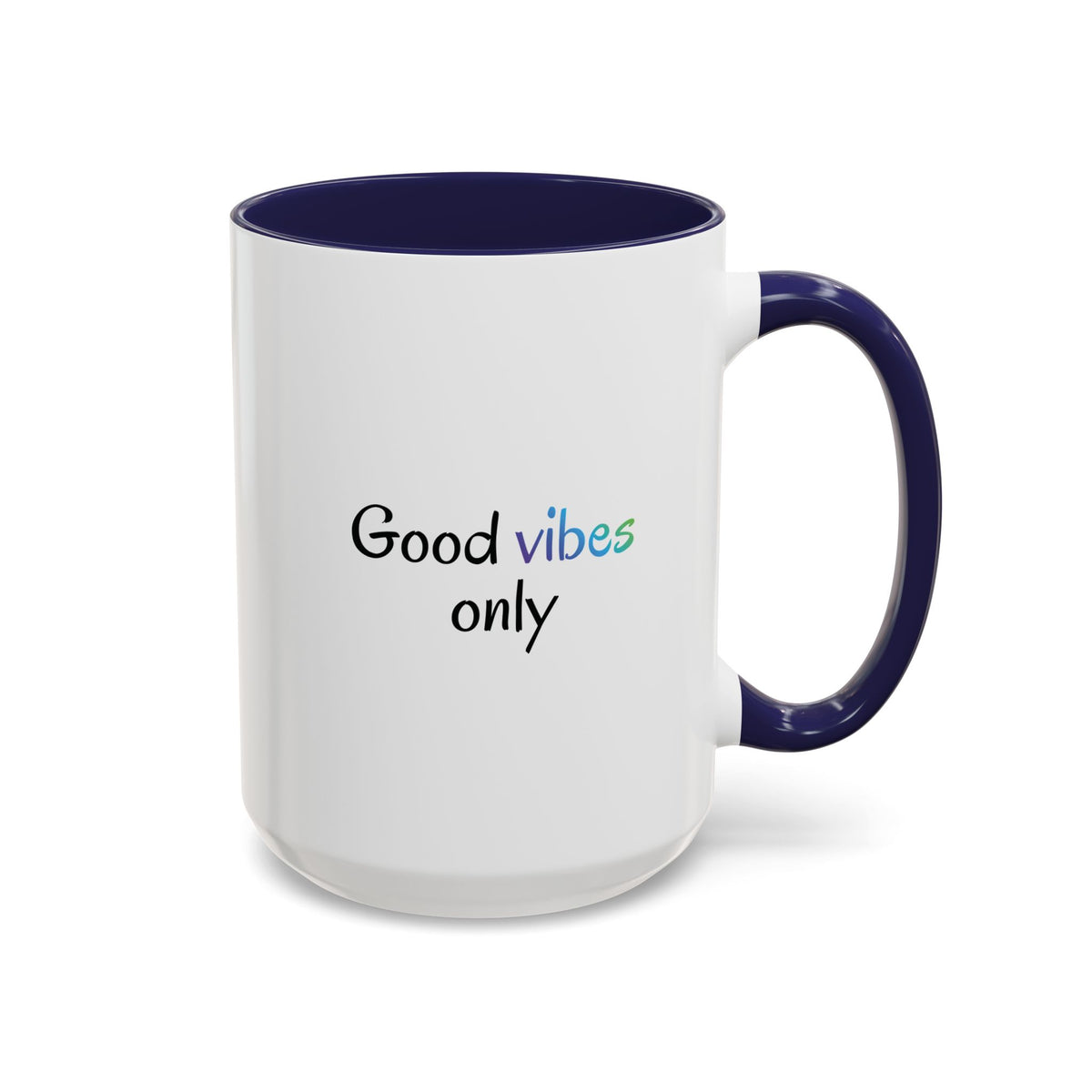 Printify Good Vibes Only coffee mug with positive inspirational quote, featuring a stylish design for morning positivity.