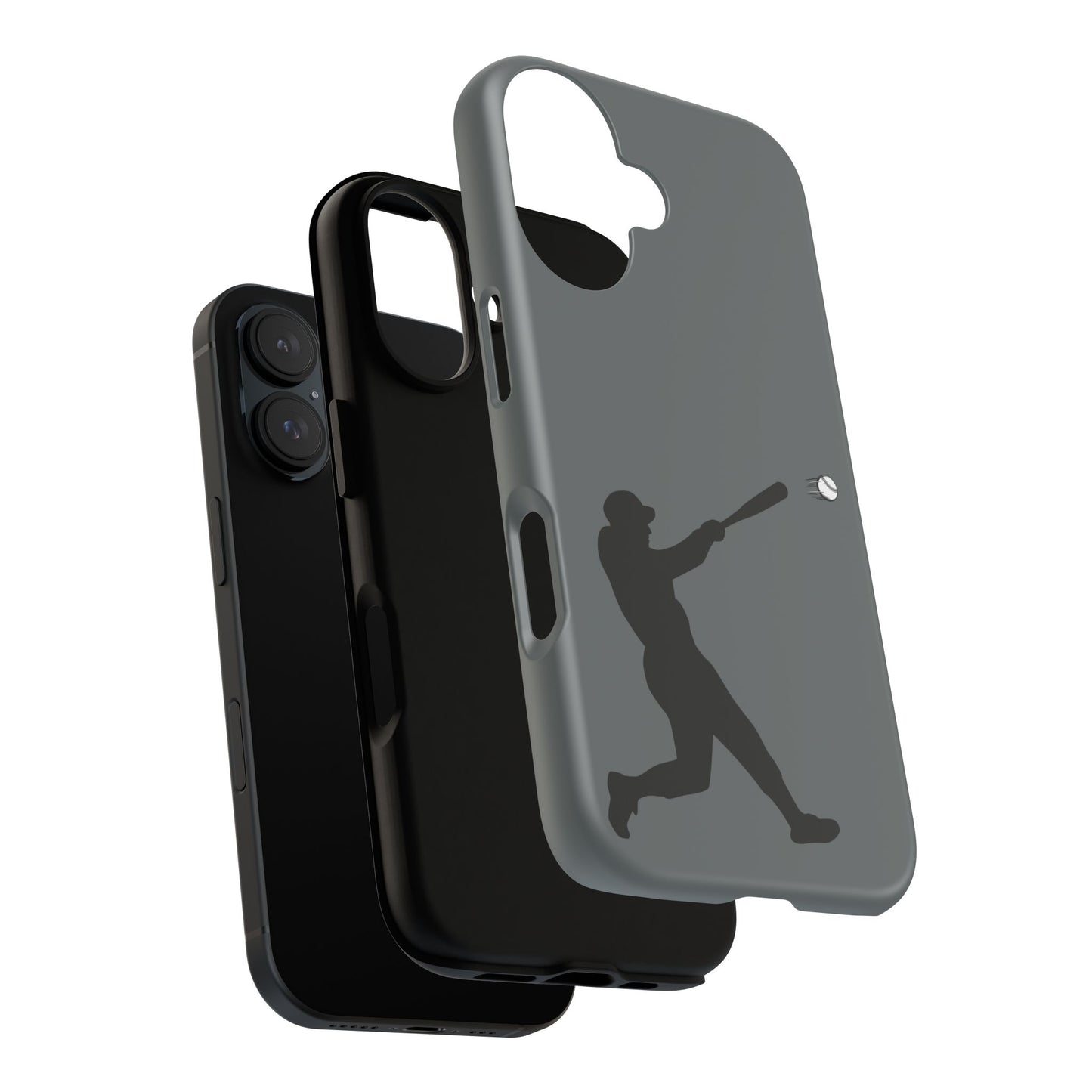 Printify baseball batter phone case, tough protective smartphone cover featuring a baseball player design for fans.