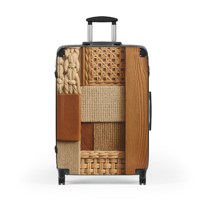 Woven Patchwork Carry-On Suitcase — Cozy Rattan & Knit Travel Luggage
