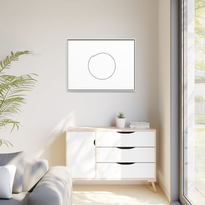 Framed matte canvas wall art featuring a minimal circular line design, by Printify, showcasing modern abstract wall decor.