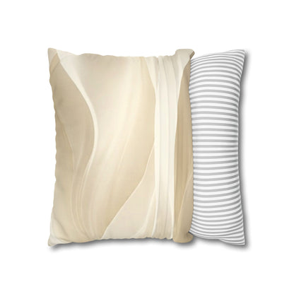 Beige Abstract Wave Pillowcase | Faux Suede Square Pillow Cover