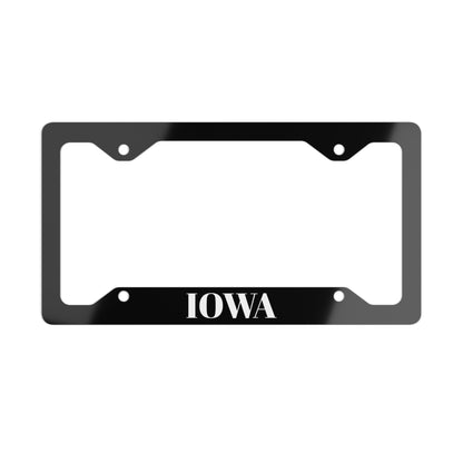 Iowa Metal License Plate Frame — Stainless Steel State Plate Border
