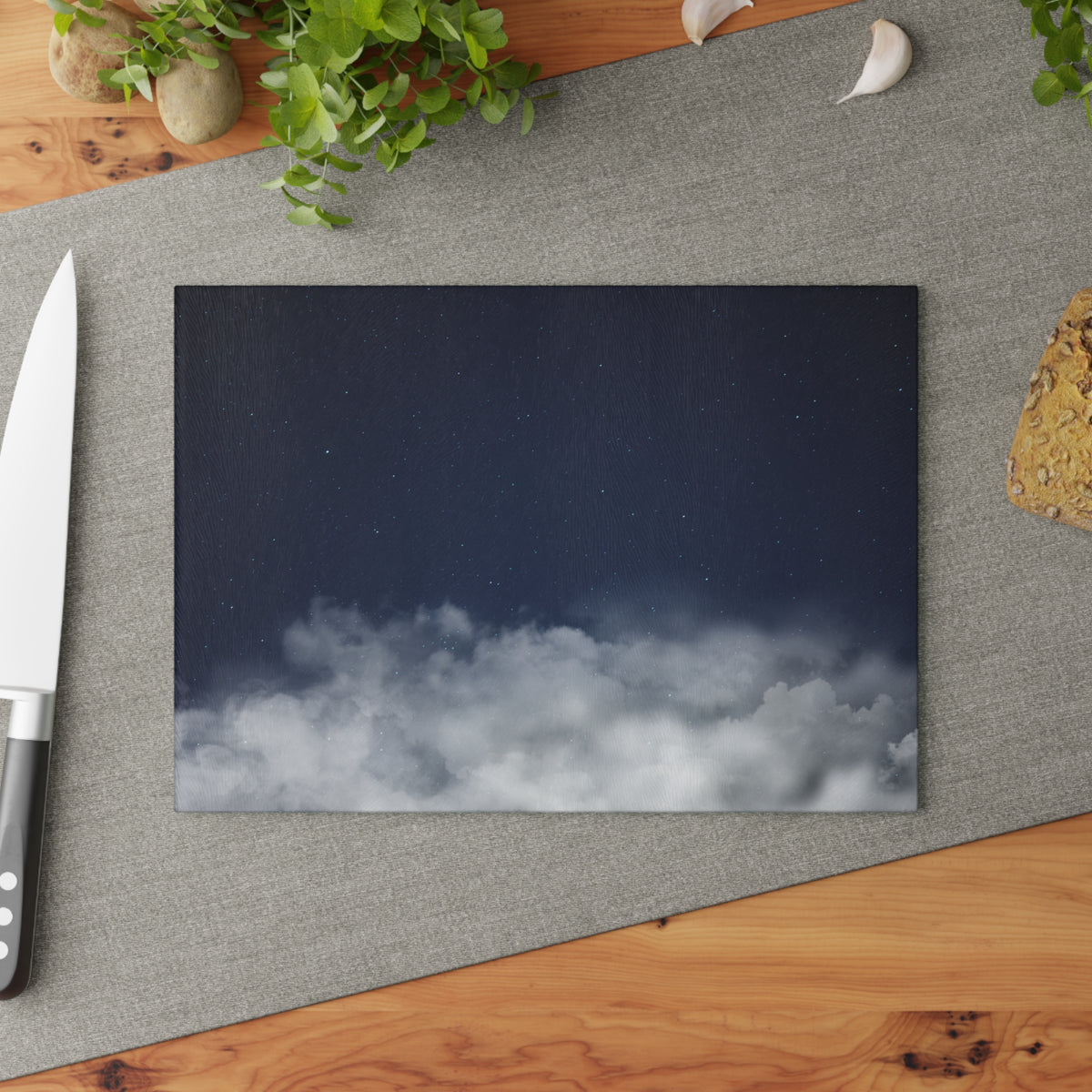 Cloudscape Glass Cutting Board – Moody Sky Kitchen Prep Board