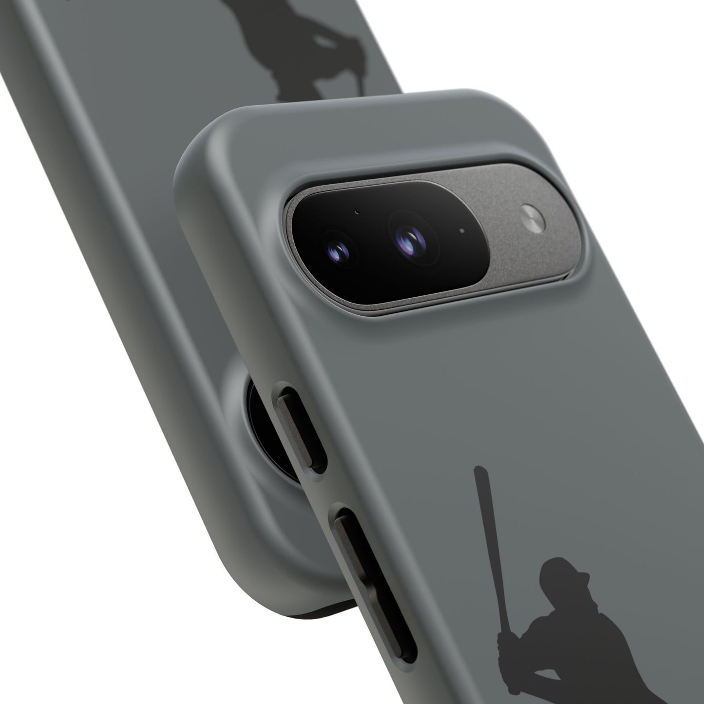 Black baseball silhouette tough phone case for iPhone, protective sporty design by Printify with reinforced edges.