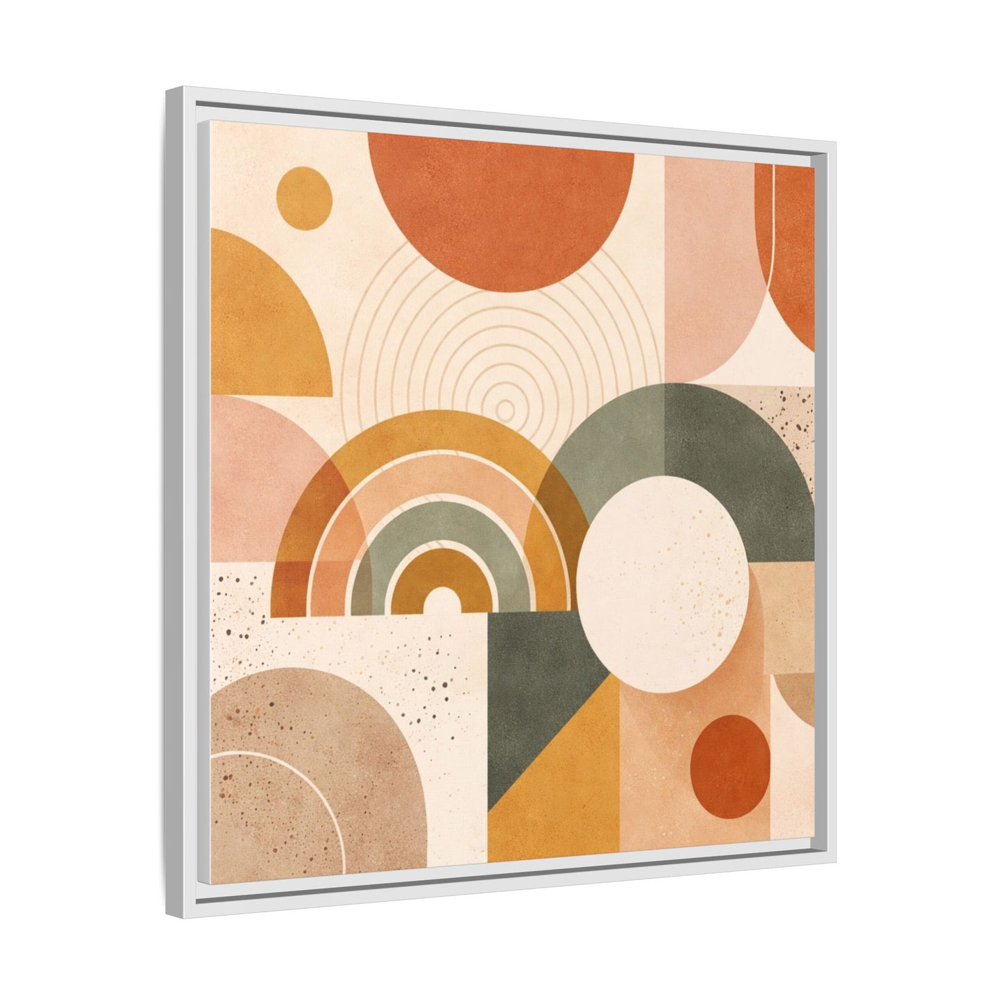 Abstract Terracotta Geometric Rainbow Matte Canvas Framed