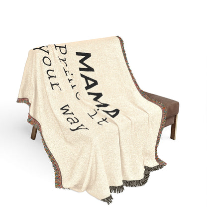 Custom woven throw blanket by Printify featuring a personalized design, soft texture, and cozy fabric for home decor.