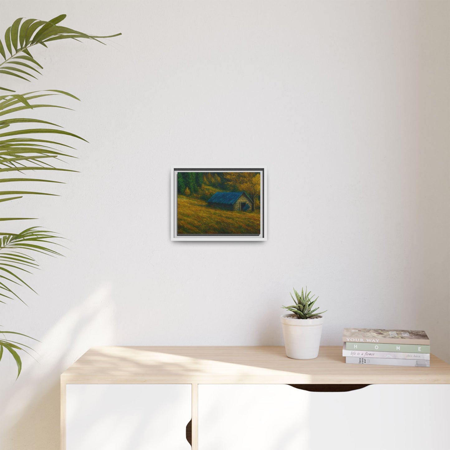 Framed Matte Canvas Print, Rustic Artwork, Farmhouse Decor, Nature Wall Art, Gift for Home, Autumn Decor, Landscape Painting