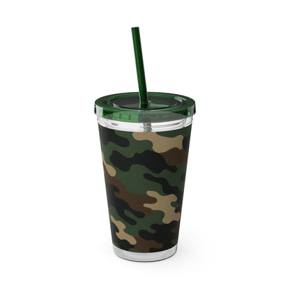 Stylish Camo Tumbler, 16oz Cup with Straw, Perfect for Outdoor Adventures, Gifts for Him, Travel Mug, Eco-friendly Drinkware, Camping - TRV