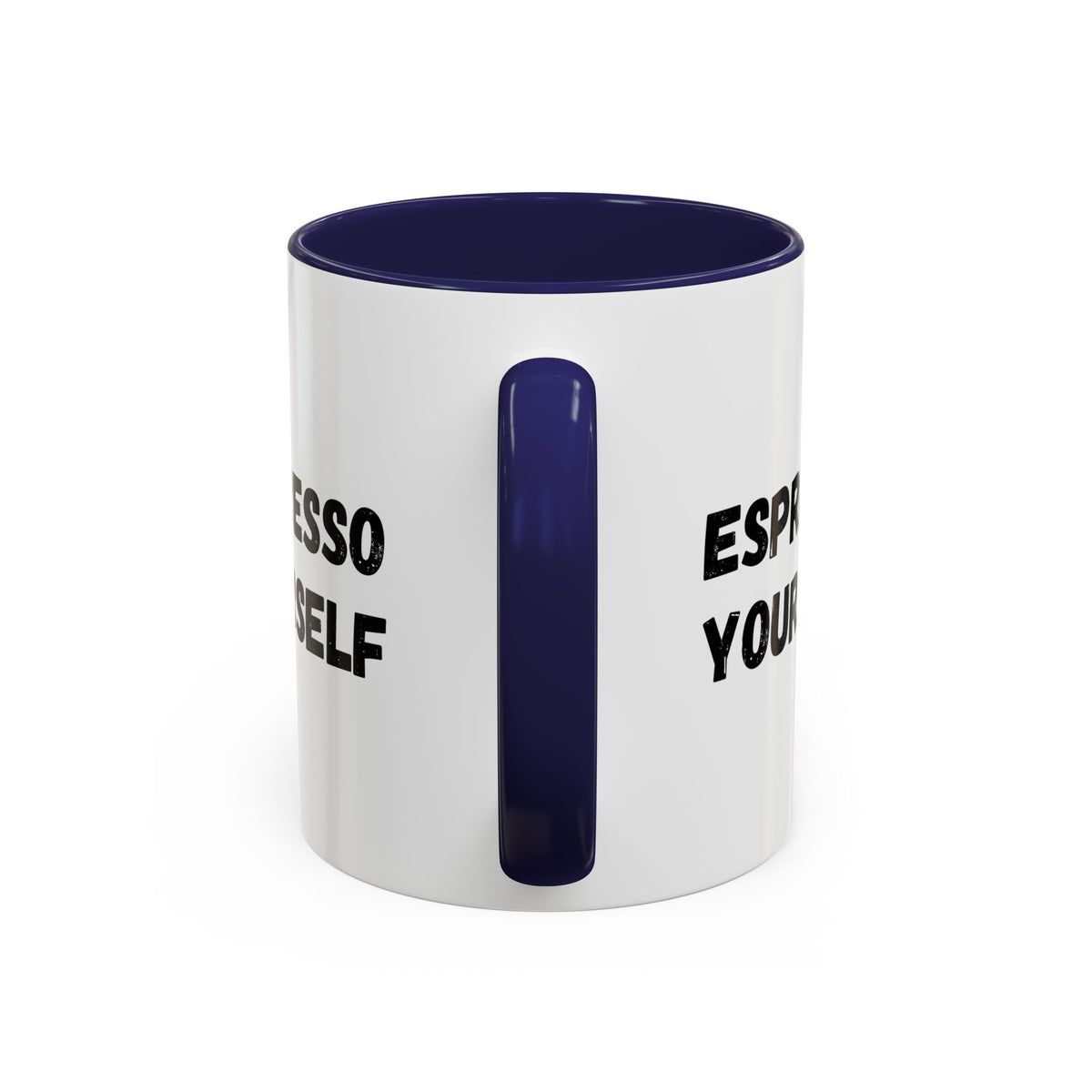Black ceramic espresso mug with "Espresso Yourself" slogan, perfect for coffee lovers, 11 oz size, by Printify.