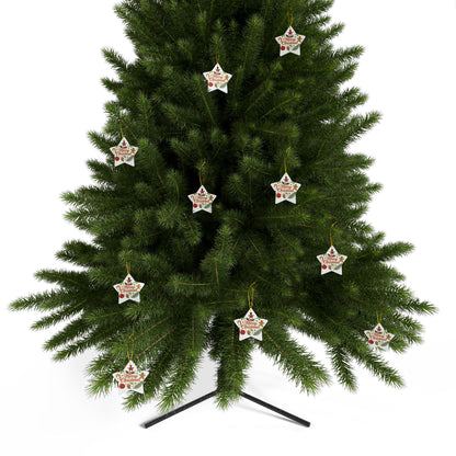 Merry Christmas Ceramic Ornament | Round | Star | Snowflake Double-Sided Holiday Decoration - TRV