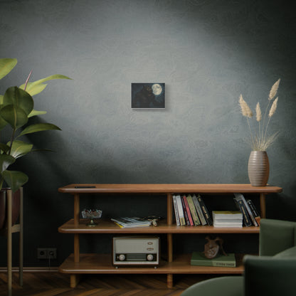 Spooky werewolf moon matte canvas print featuring a full moon, horror-themed wall art by Printify for dark, gothic decor.