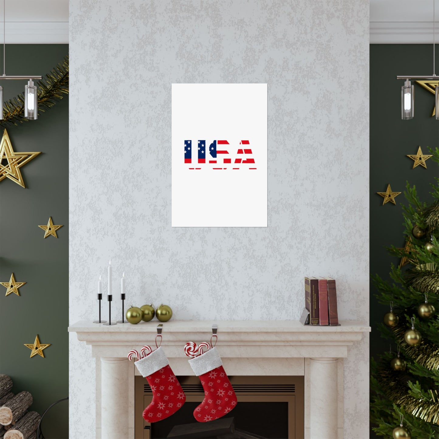 USA Patriotic Wall Art Poster, Red White Blue Home Decor, Fourth of July Decoration, American Flag Art, Independence Day Gift