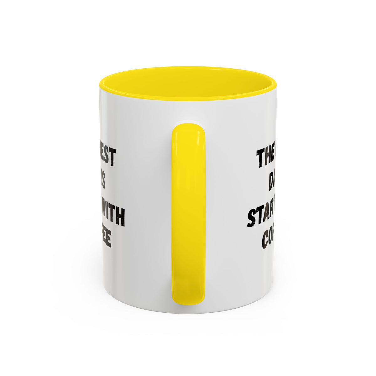 Ceramic coffee mug with "The Best Days Start With Coffee" print, 11oz size, white accent design by Printify.