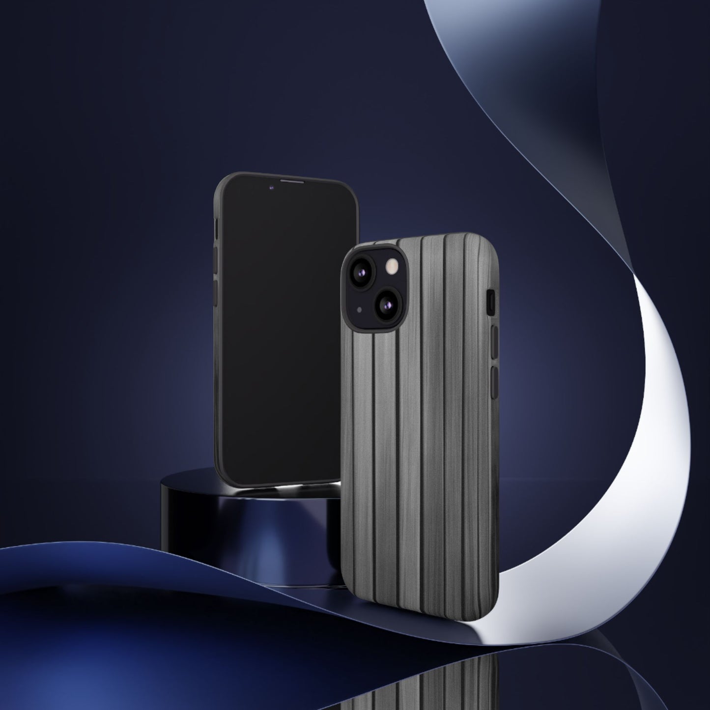 Ribbed metal texture tough protective iPhone case by Printify, featuring a sleek design and durable construction for iPhone models.