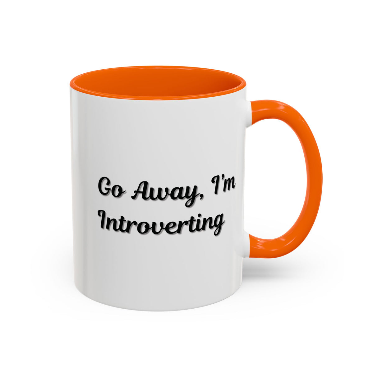 Ceramic coffee mug with "Go Away, I'm Introverting" quote in black lettering, 11 oz size, by Printify.