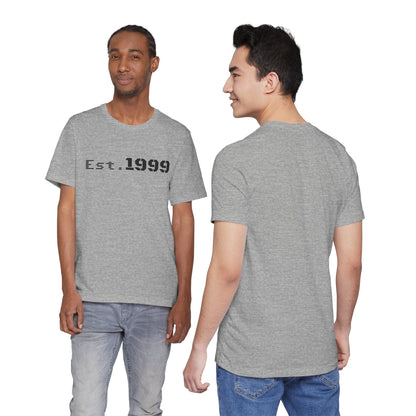 Vintage minimalist Est. 1999 T-Shirt by Printify featuring a clean design and classic fit, perfect for casual wear.