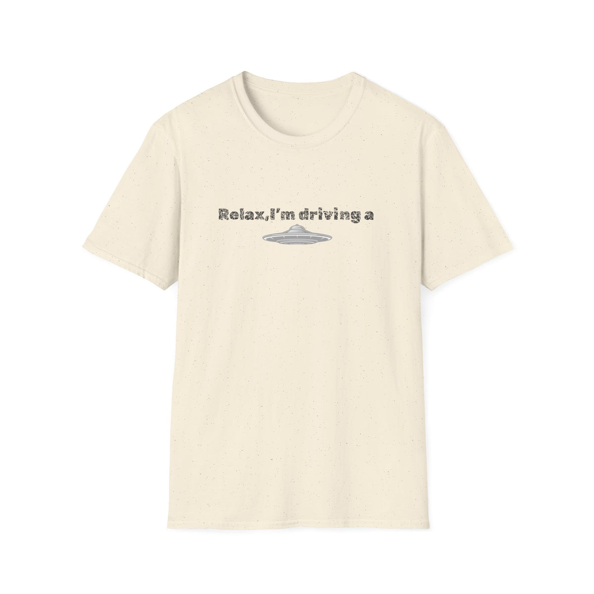 Funny alien graphic T-shirt by Printify featuring a UFO design, perfect for sci-fi fans and alien enthusiasts.