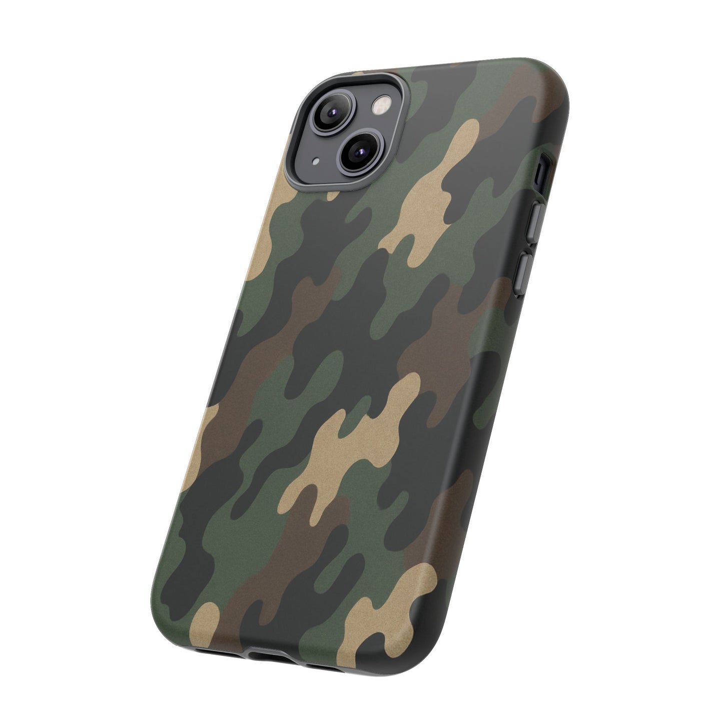 Camouflage tough phone case by Printify with rugged camo design, providing durable protection for smartphones.