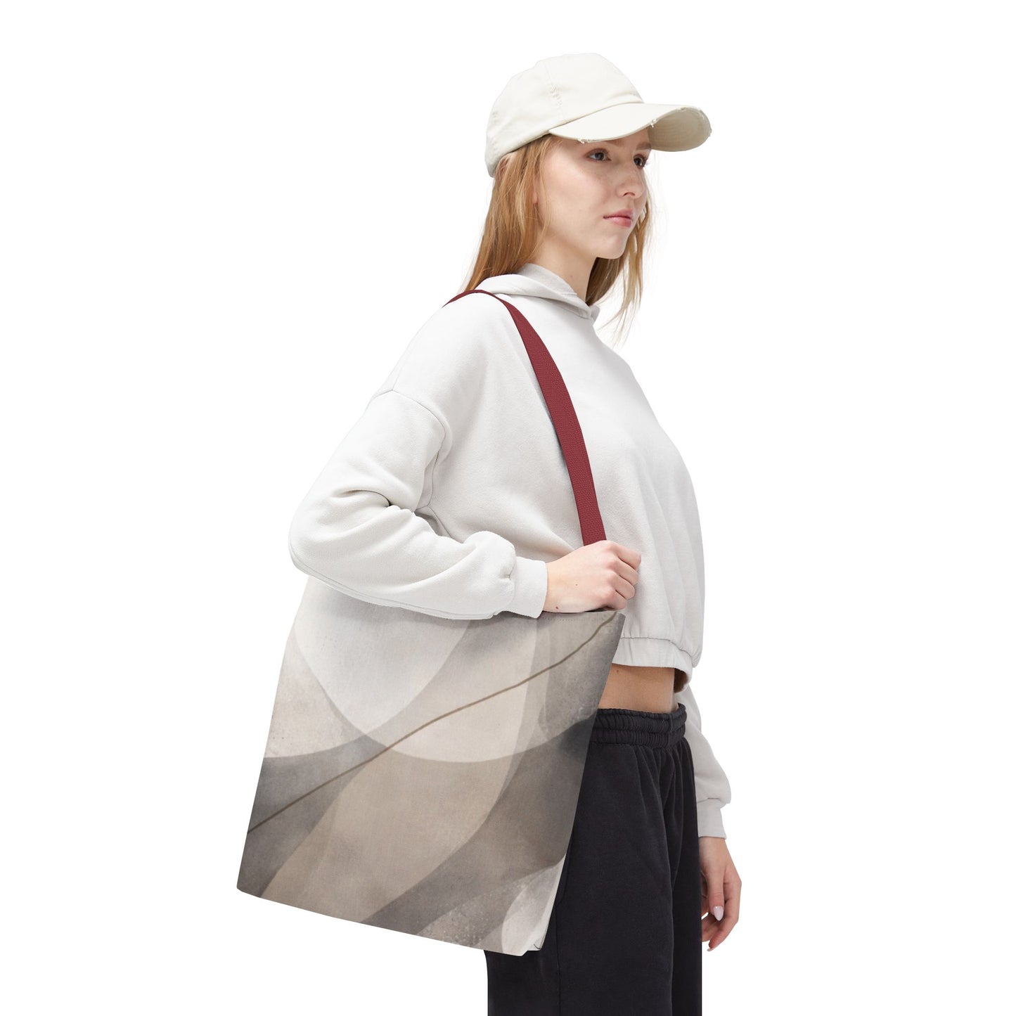 Neutral Abstract Watercolor Waves Tote Bag | All-Over Print