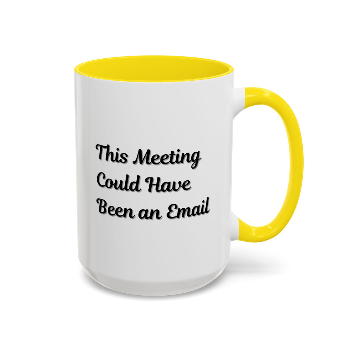 Funny office coffee mug with "This Meeting Could Have Been An Email" message, ceramic mug by Printify, suitable for office use.