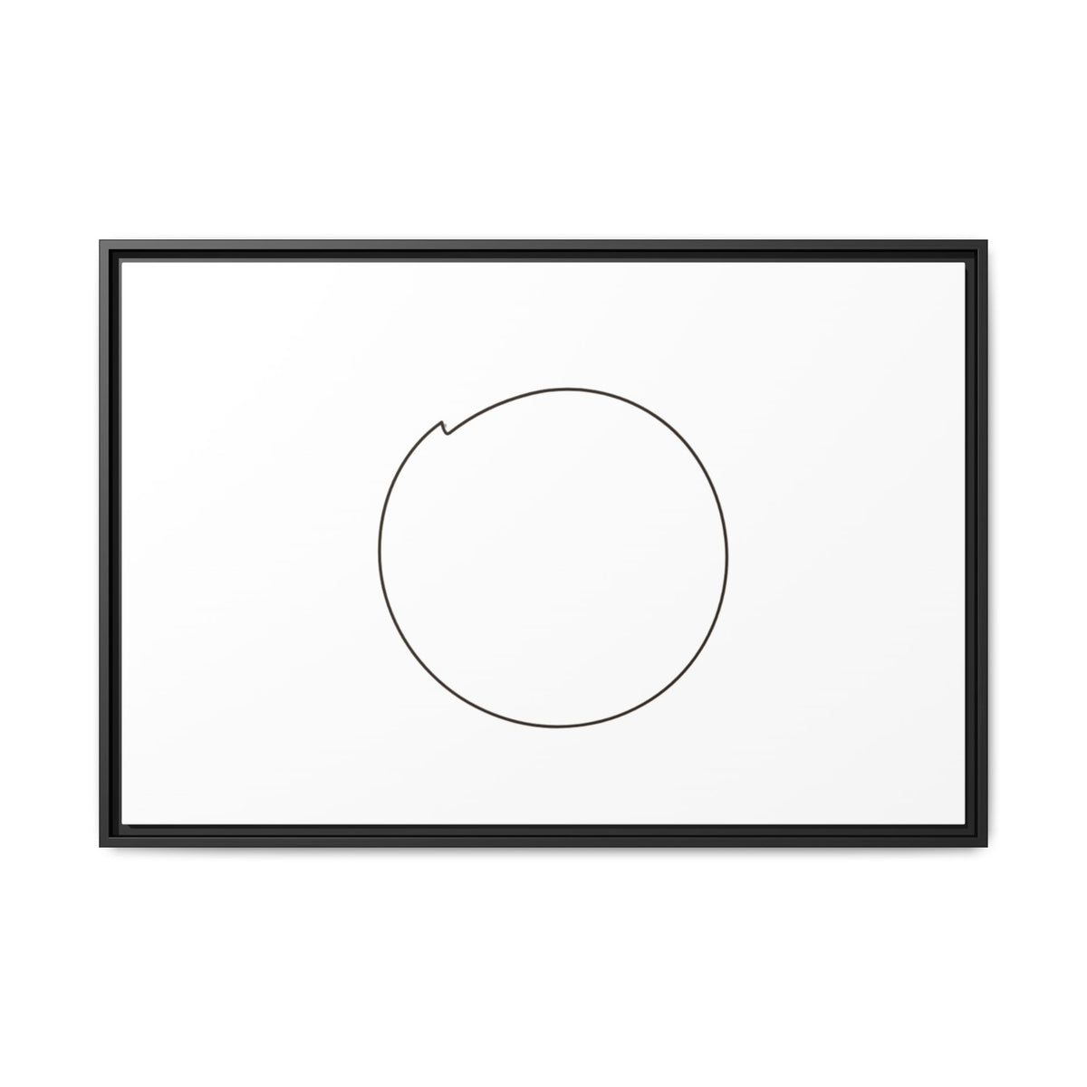 Framed matte canvas wall art featuring a minimal circular line design, by Printify, perfect for modern home decor.
