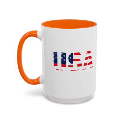 USA Flag Accent Coffee Mug — Patriotic 11/15oz Ceramic Coffee Cup